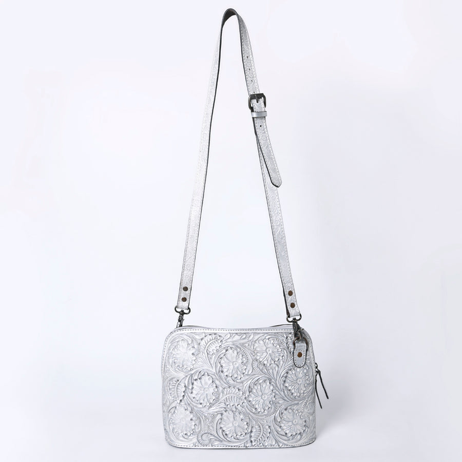 American Darling Western Crossbody Bag for Women Hand Tooled Floral Leather Purse with Adjustable Strap