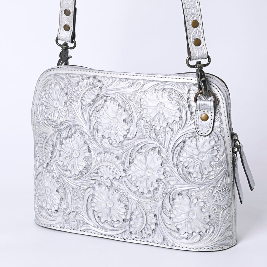 American Darling Hand Tooled Floral Leather Crossbody Bag Western Purse - Uhorse