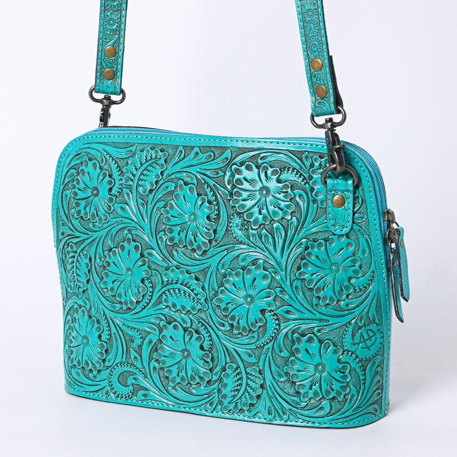American Darling Hand Tooled Floral Leather Crossbody Bag Western Purse - Uhorse