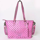 American Darling Tote Hand Tooled Genuine Leather Western Women Bag Handbag Purse | Pink | Western Tote Bag | Travel Tote Bags