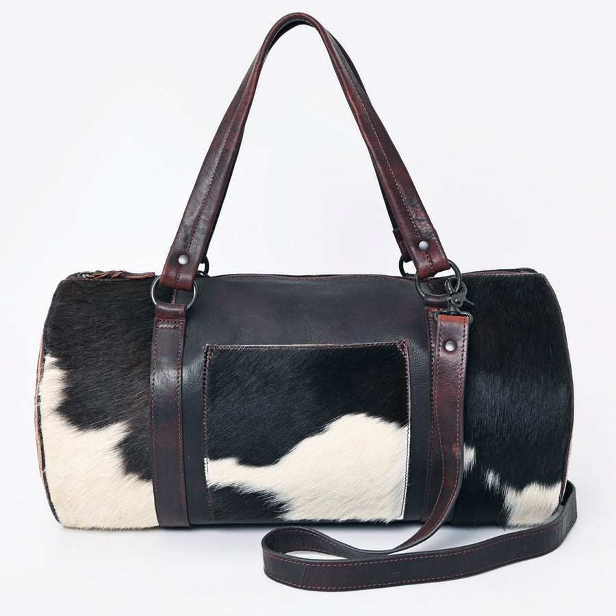 American Darling Duffel Hand Tooled Hair on Genuine Leather Western Women Bag | Duffel Weekend Travel Bags