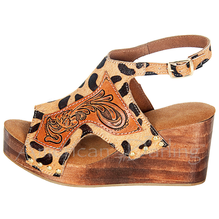 American Darling ADFT108 Hand tooled carved genuine leather sandal footwear flip flop - Uhorse