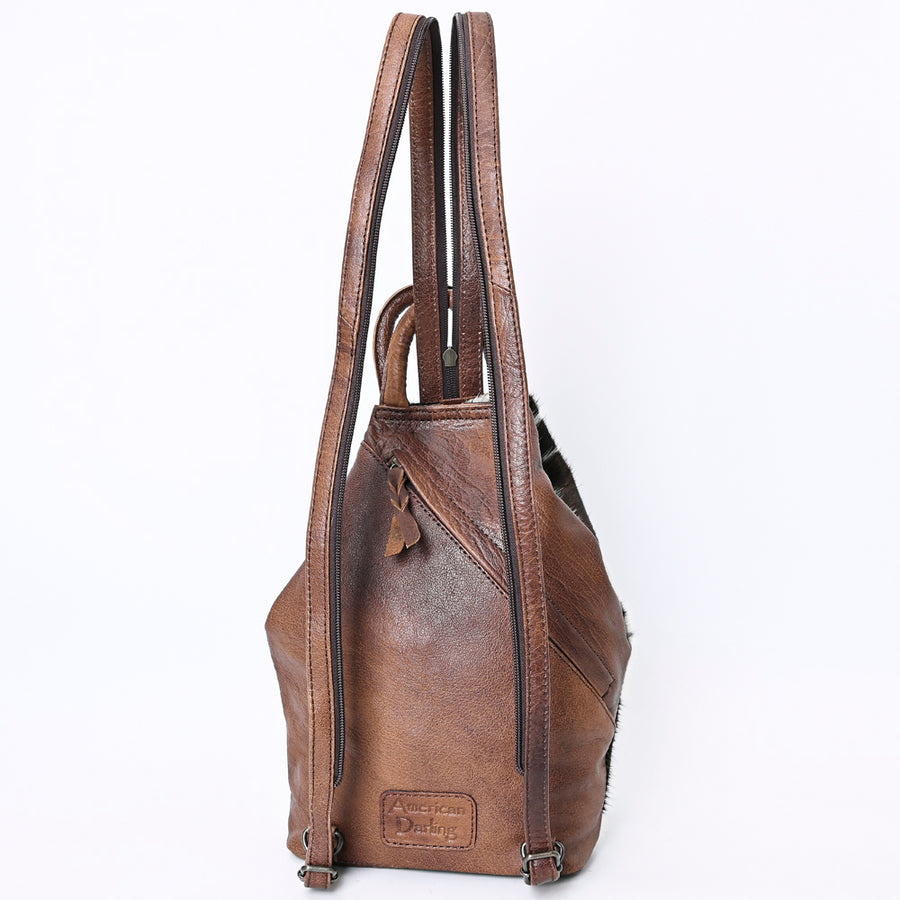 American Darling Backpack Genuine Leather Western Bag with Hair-On Cowhide for Women YKK Zipper Handcrafted Daypack