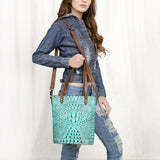 American Darling Tote Crocodile Embossed Genuine Leather Western Women Bag Handbag | for Cute Laptop