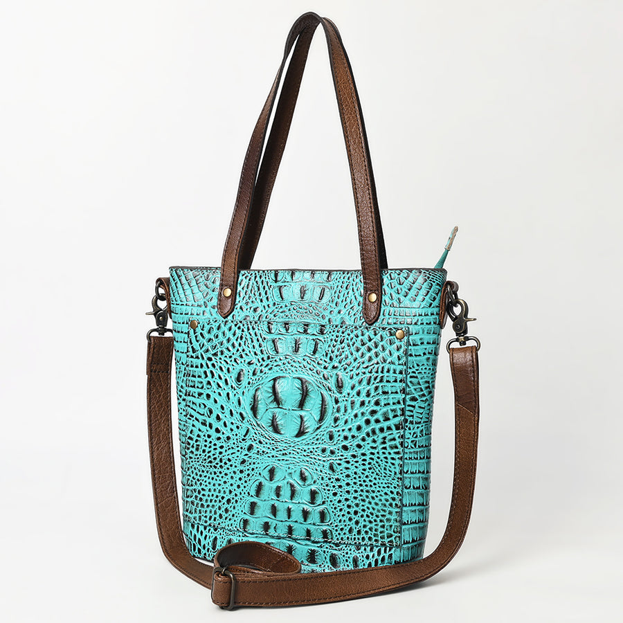 American Darling Crocodile Embossed Western Leather Tote Bag - Uhorse