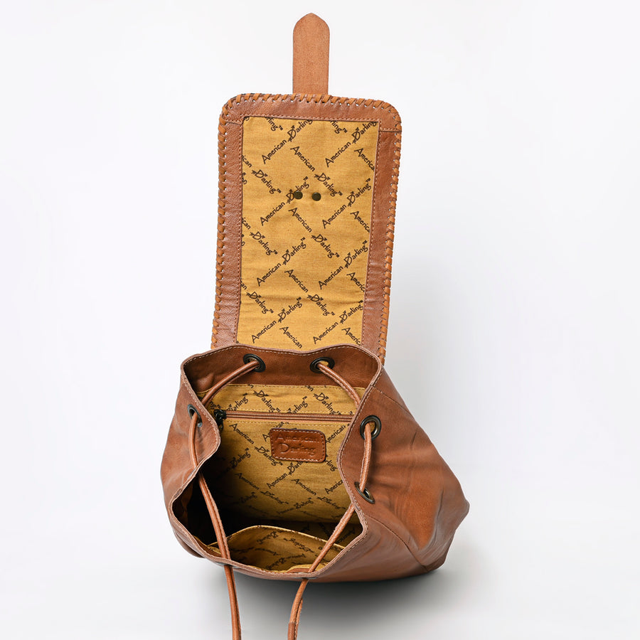 American Darling Western Backpack Purse Handcrafted from Hair-On Cowhide & Genuine Leather | Tooled Strap & Buckle Detail