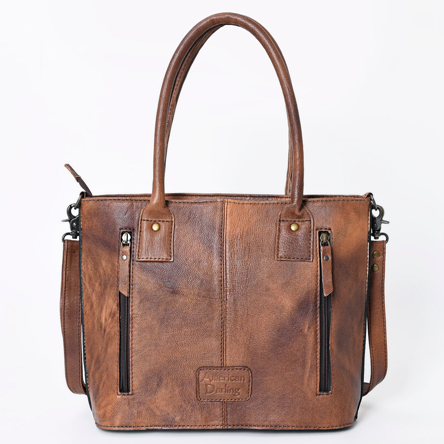 American Darling Western Tote Bag Handcrafted from Genuine Leather | Hand Tooled Floral Carved Purse with Crossbody Strap