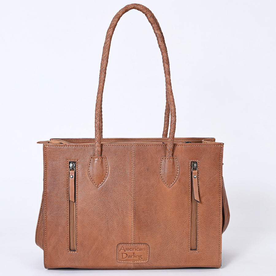 American Darling Western Tote Handcrafted from Genuine Leather | Tooled Sunflower & Turquoise Accents Crossbody Bag for Women