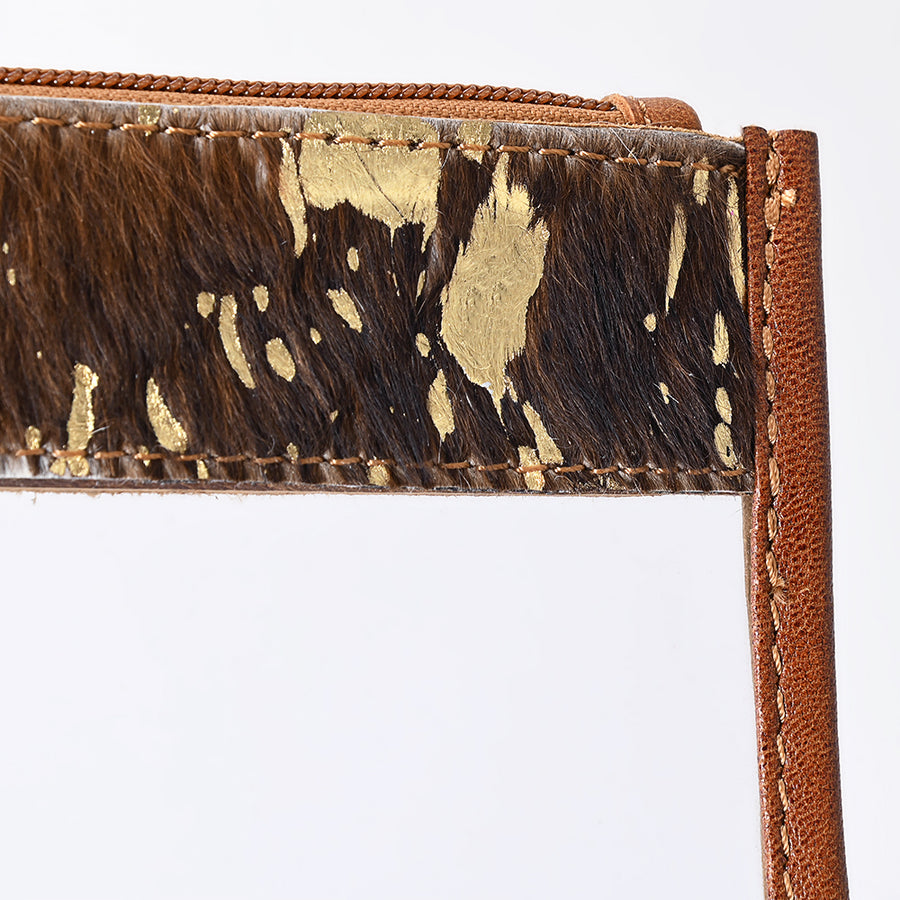 American Darling Clear Stadium Bag Handcrafted from Cowhide & Genuine Leather Trim | Large Loop Wristlet Clutch