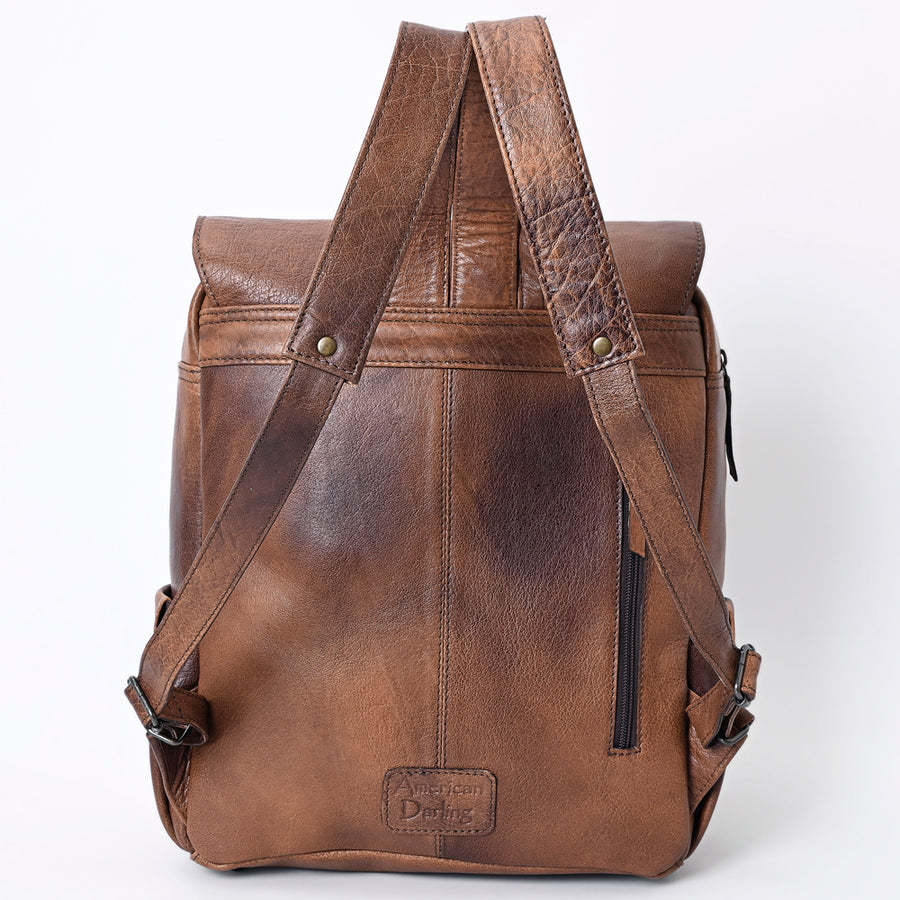 American Darling Western Backpack Handcrafted from Hair-On Cowhide & Genuine Leather | Tooled Floral Trim & Multi-Pocket Design
