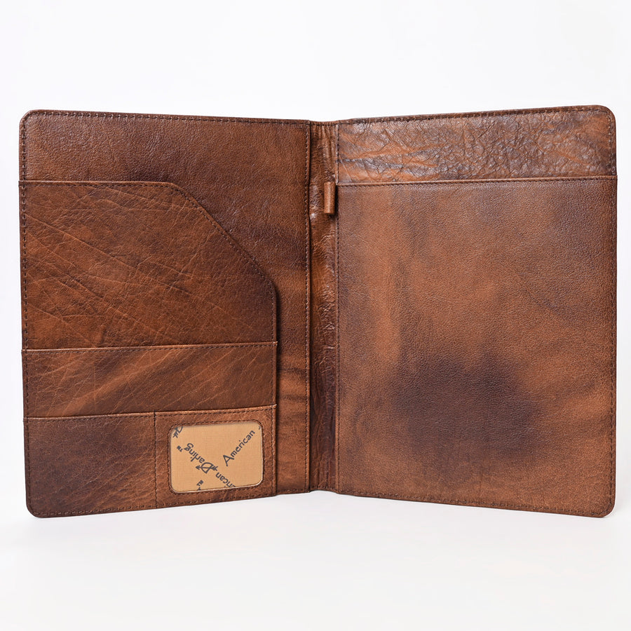 American Darling Western Portfolio Case Handcrafted from Hand Tooled Genuine Leather | Floral Carved Tablet Sleeve for Women