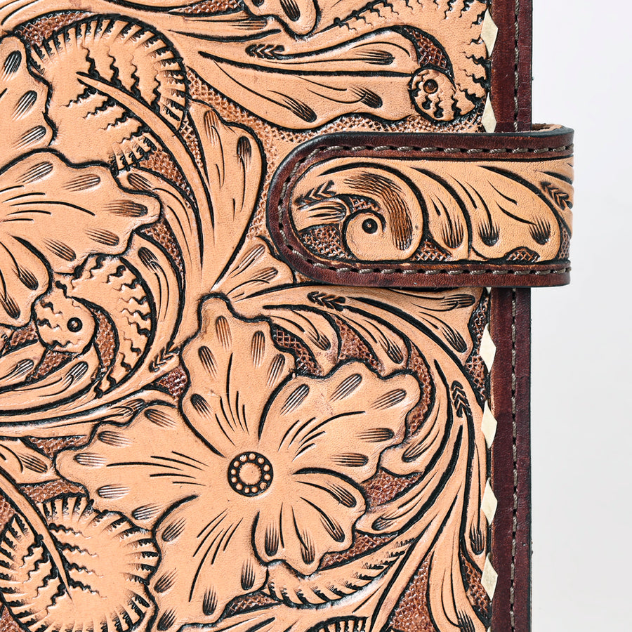 American Darling Western Tablet Sleeve Handcrafted from Hand Tooled Genuine Leather | Floral Carved Portfolio Case with Snap Closure