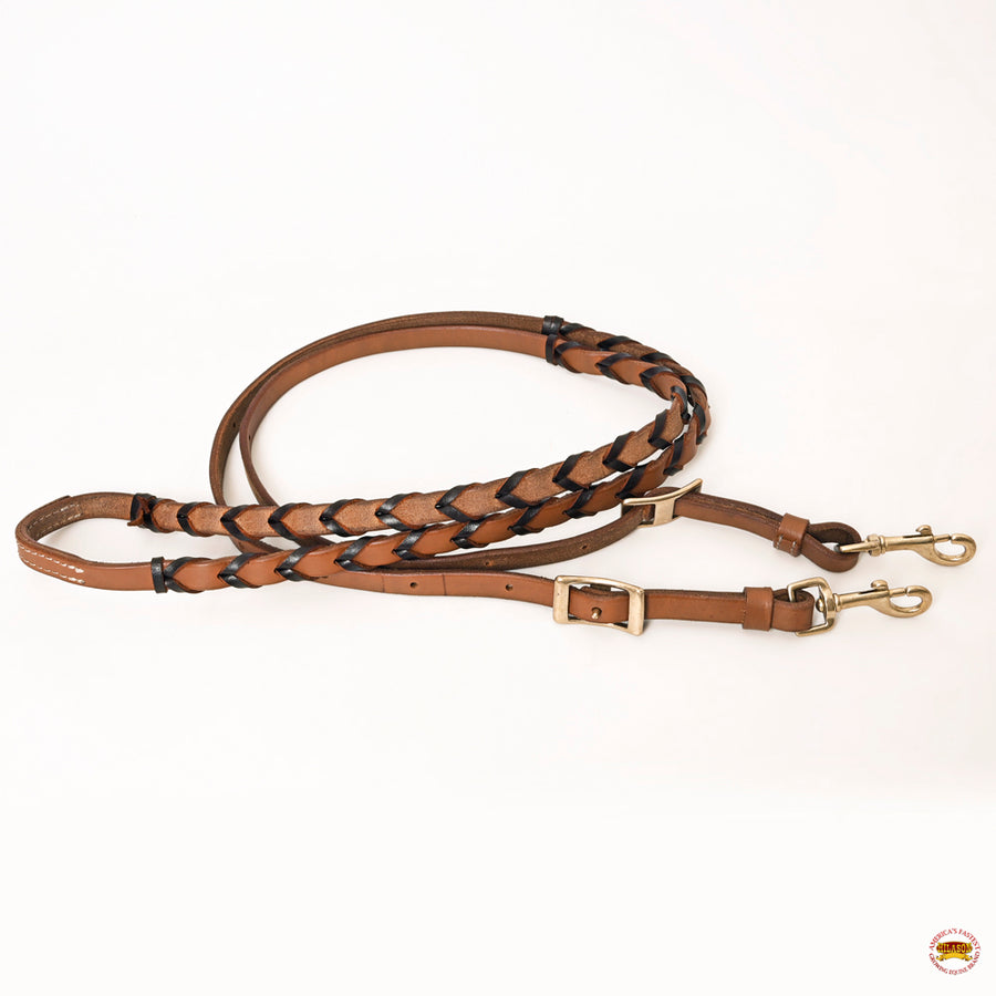 HILASON Western Horse American Leather Laced Barrel Roper Reins Brown | Racing Roping for Horses