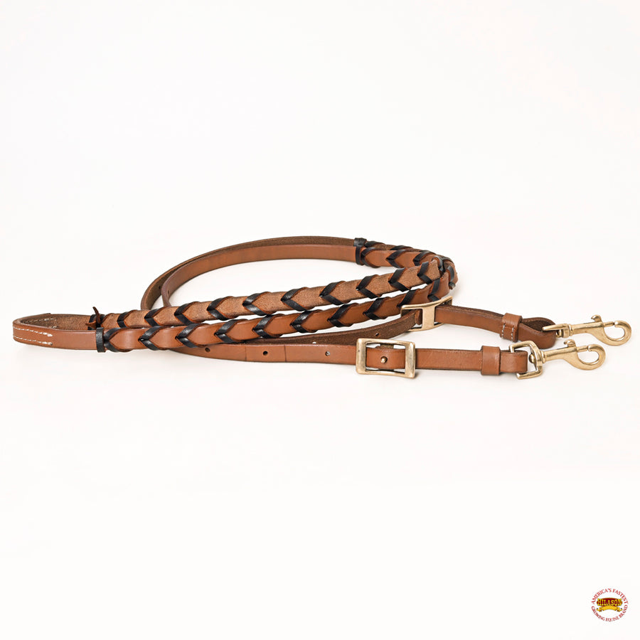 HILASON Western Horse American Leather Laced Barrel Roper Reins Brown | Racing Roping for Horses