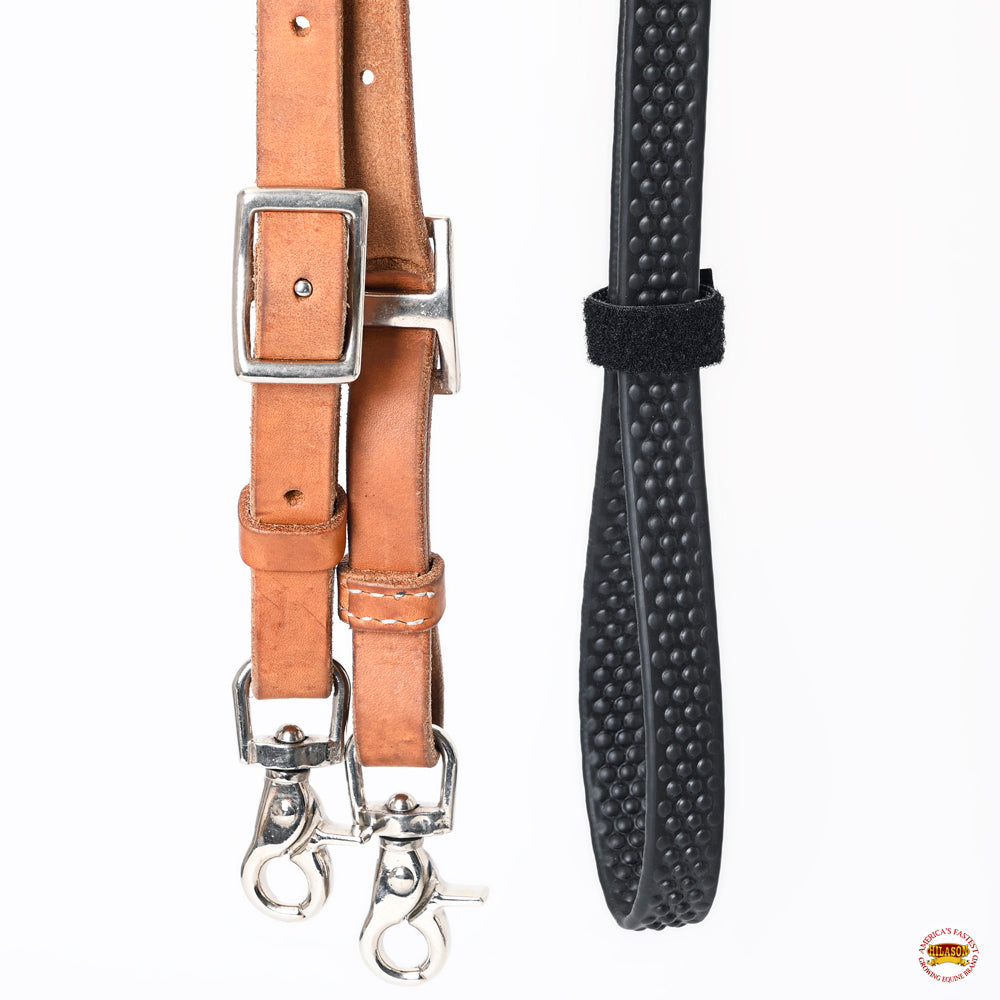 8 Ft Hilason Horse Western Leather Rubber Grip Barrel Split Reins