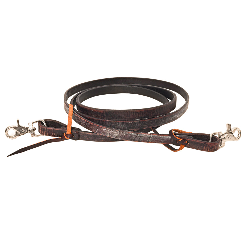 Hilason Western Horse American Leather Latigo Ends Roper Reins Dark Brown