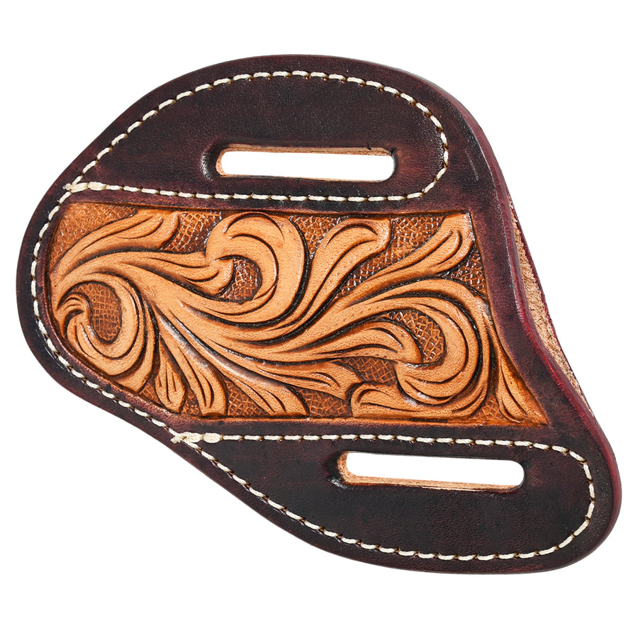Hilason Leather Angled Knife Scabbard Sheath Cover Floral Tooled Brown - Uhorse