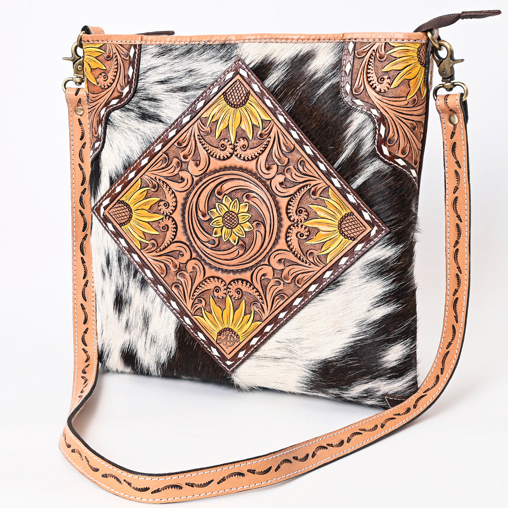 American Darling Cross Body Hand Tooled Hair on Genuine Leather Western Women Bag | Black Handbag Purse Crossbody for Cute