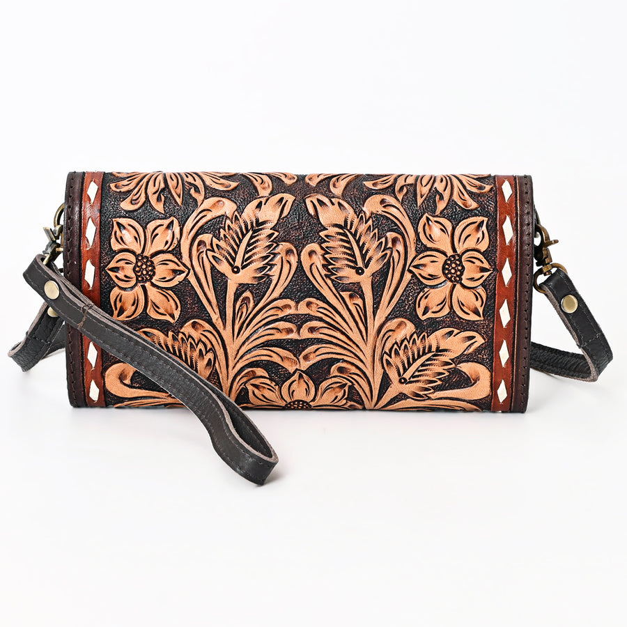 American Darling Hand Tooled Floral Carved Genuine Leather Small Cross body Bag Buck Stitched Vegetable-Tanned Eco-Friendly