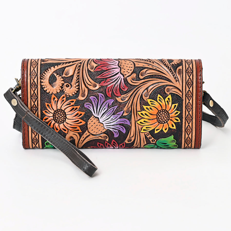 American Darling Hand Tooled Floral Carved Genuine Leather Small Cross body Bag Vegetable-Tanned Eco-Friendly Western