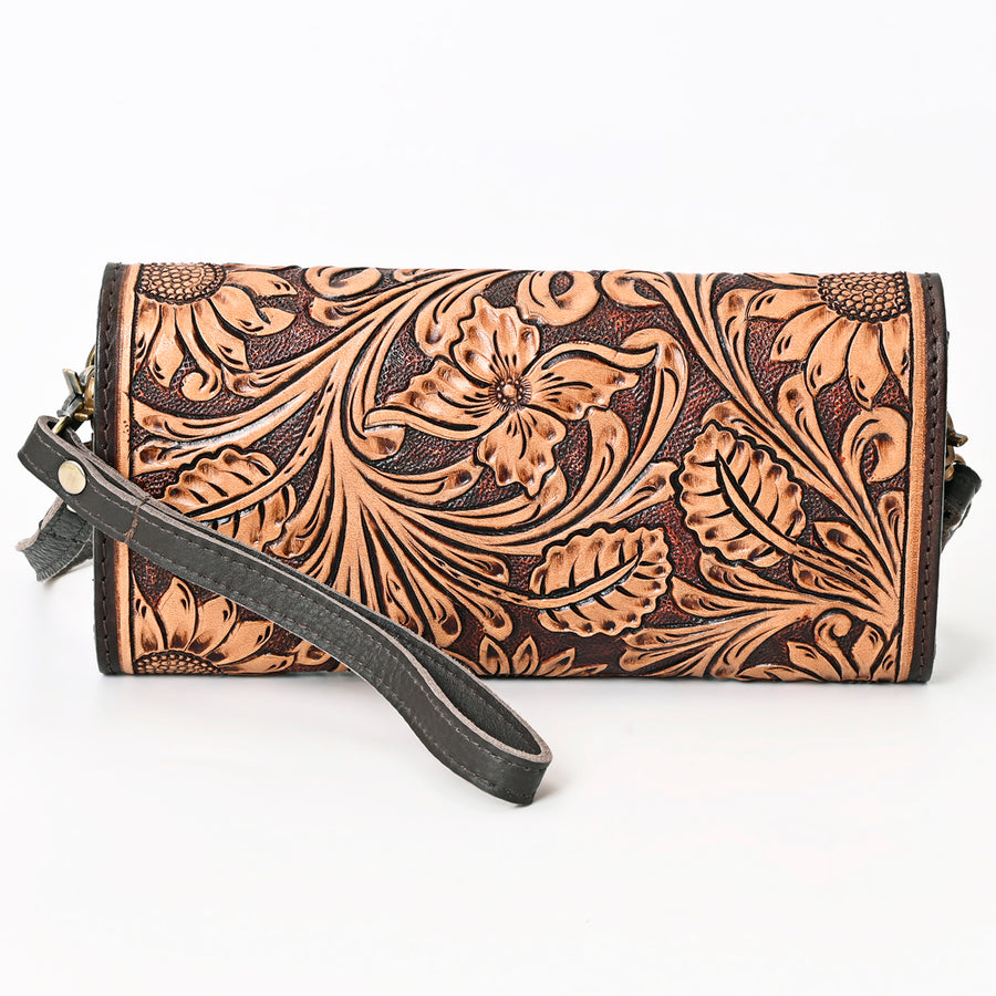 American Darling Hand Tooled Floral Carved Genuine Leather Small Cross body Bag Vegetable-Tanned Eco-Friendly Western Everyday