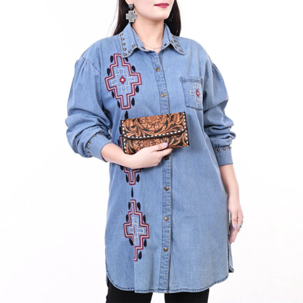 American Darling Wallet Hand Tooled Genuine Leather Women Bag Western Handbag Purse | Womens Handbags |Leather for Summer
