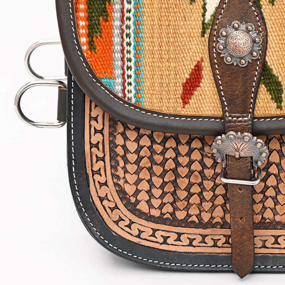 Hilason Floral Western Horse Leather Saddle Bag Heavyduty Traditional Trail Ride