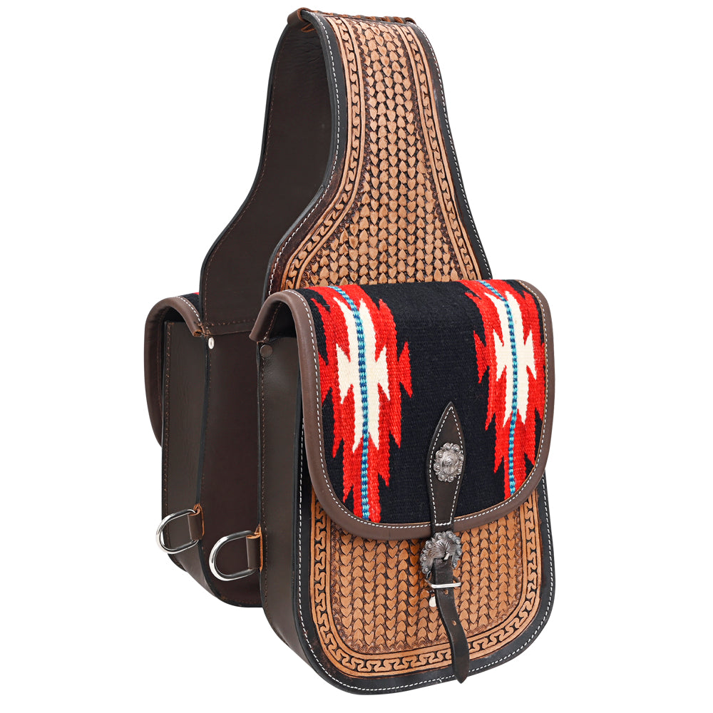 Hilason Floral Western Horse Leather Saddle Bag Heavyduty Traditional Trail Ride