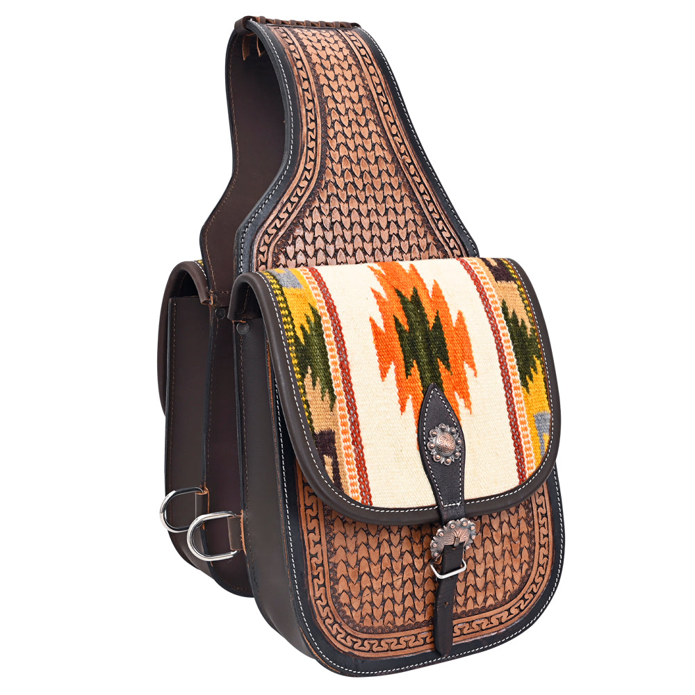 Hilason Floral Western Horse Leather Saddle Bag Heavyduty Traditional Trail Ride