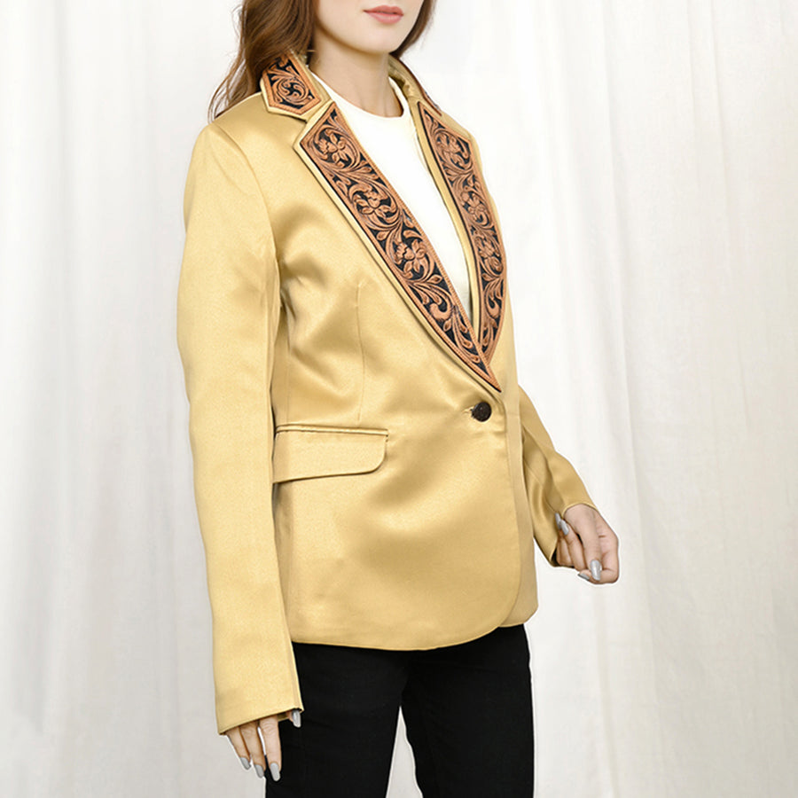 American Darling Genuine leather Hand tooled carved Women Blazer dress jacket | Vintage