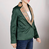ADBZ024 Genuine leather Hand tooled hand carved Women Blazer dress jacket ladies Girl