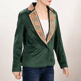 ADBZ024 Genuine leather Hand tooled hand carved Women Blazer dress jacket ladies Girl