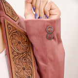 ADBZ025 Genuine leather Hand tooled hand carved Women Blazer dress jacket ladies Girl