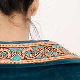 ADBZ027 Genuine leather Hand tooled hand carved Women Blazer dress jacket ladies Girl