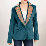 ADBZ027 Genuine leather Hand tooled hand carved Women Blazer dress jacket ladies Girl