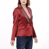 ADBZ028 Genuine leather Hand tooled hand carved Women Blazer dress jacket ladies Girl