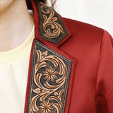 ADBZ028 Genuine leather Hand tooled hand carved Women Blazer dress jacket ladies Girl