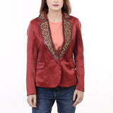 ADBZ028 Genuine leather Hand tooled hand carved Women Blazer dress jacket ladies Girl