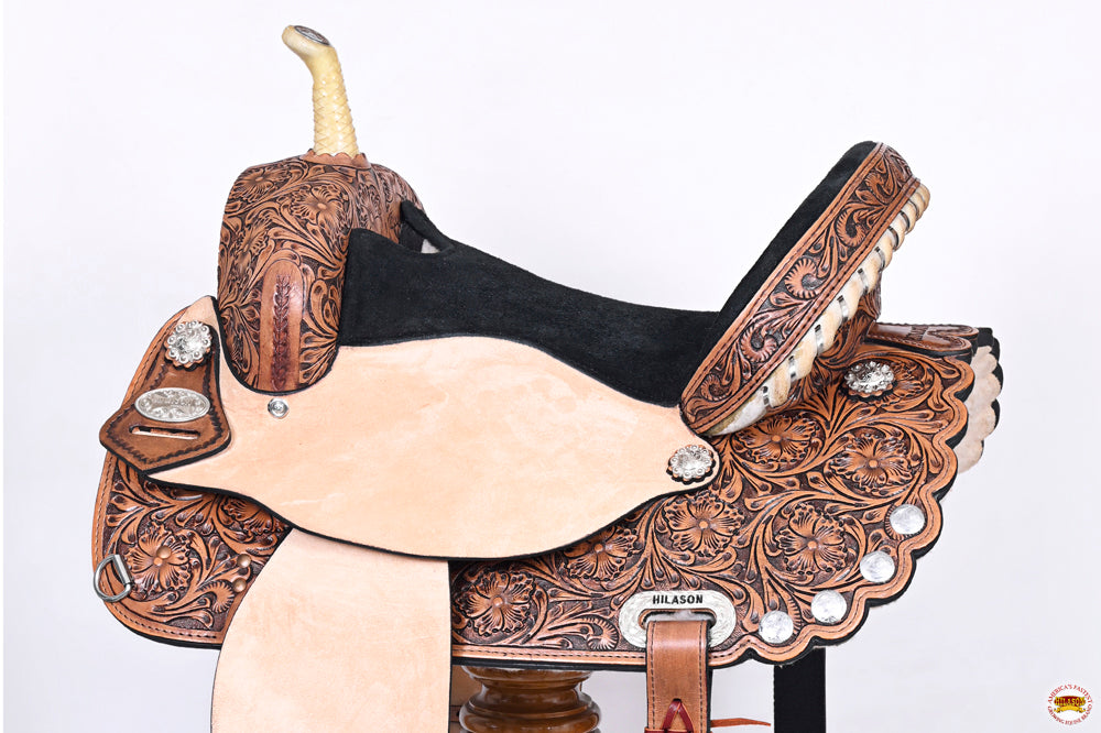 Hilason Western Horse Treeless Trail Barrel American Leather Saddle
