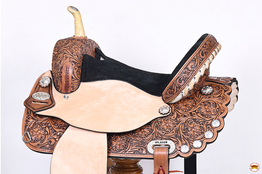 HILASON Western Horse Treeless Trail Barrel Saddle American Leather | for Horses