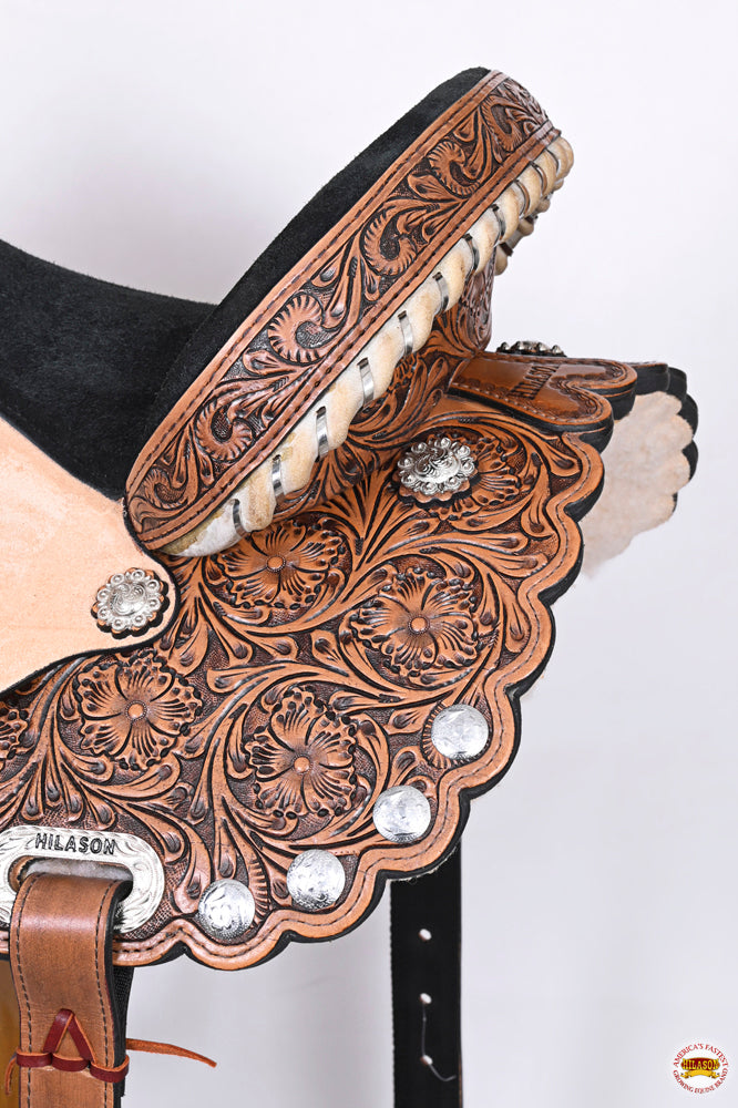Hilason Western Horse Treeless Trail Barrel American Leather Saddle