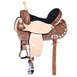 Hilason Western Horse Treeless Trail Barrel American Leather Saddle