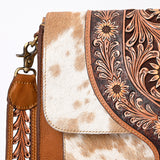 American Darling Messenger Hair on Hand Tooled Genuine Leather Western Women Bag Handbag Purse | Cute
