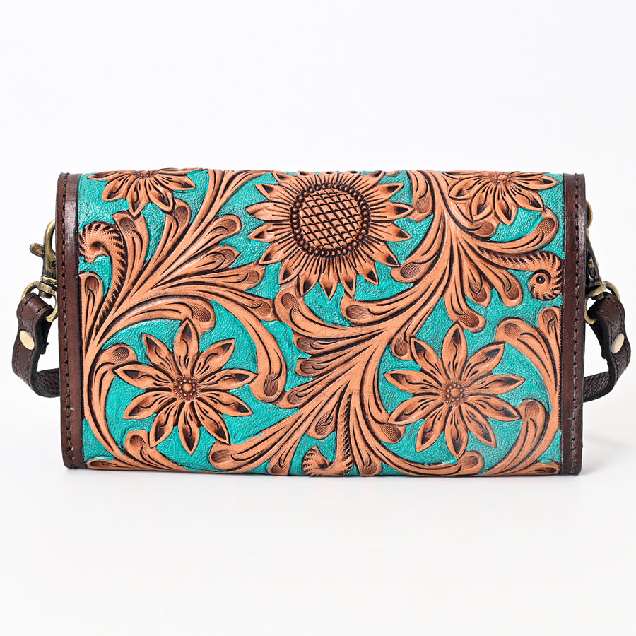 American Darling Hand Tooled Floral Carved Genuine Leather Envelope Vegetable-Tanned Eco-Friendly Western Everyday Use