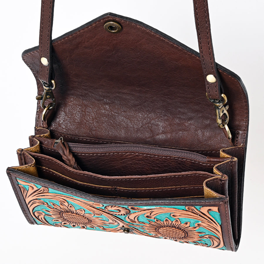 American Darling Hand Tooled Floral Carved Genuine Leather Envelope Vegetable-Tanned Eco-Friendly Western Everyday Use