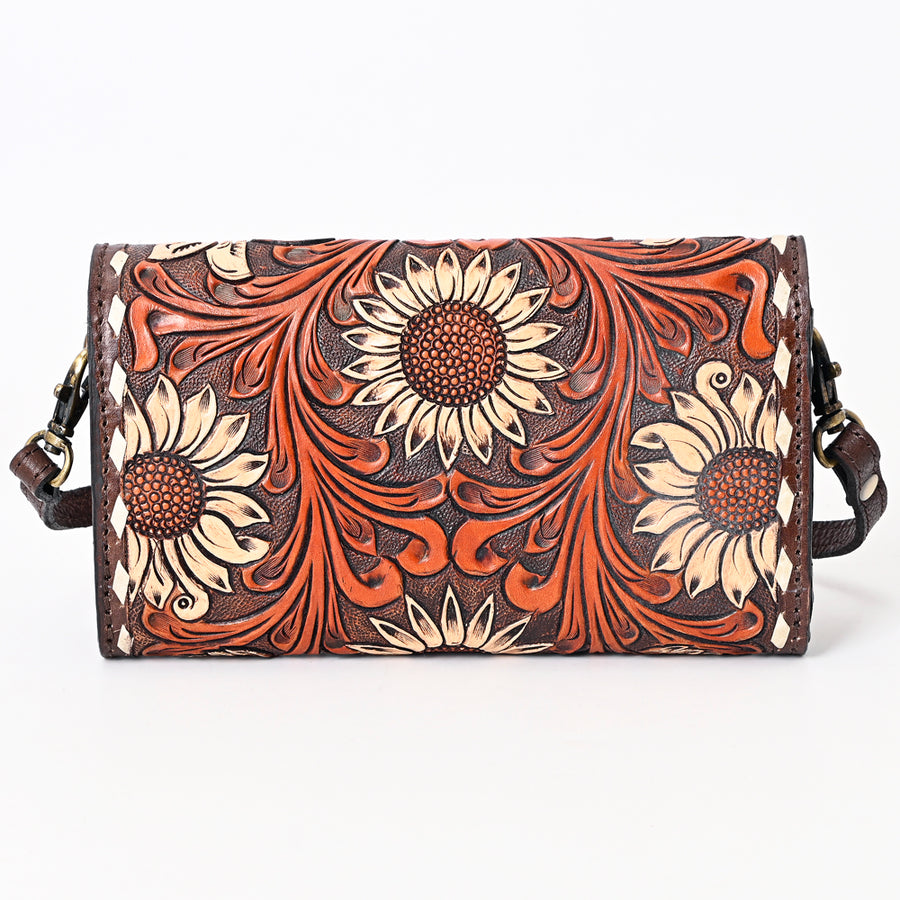 American Darling Buck Stitched Hand Tooled Floral Carved Genuine Leather Small Cross body Bag Vegetable-Tanned Eco-Friendly