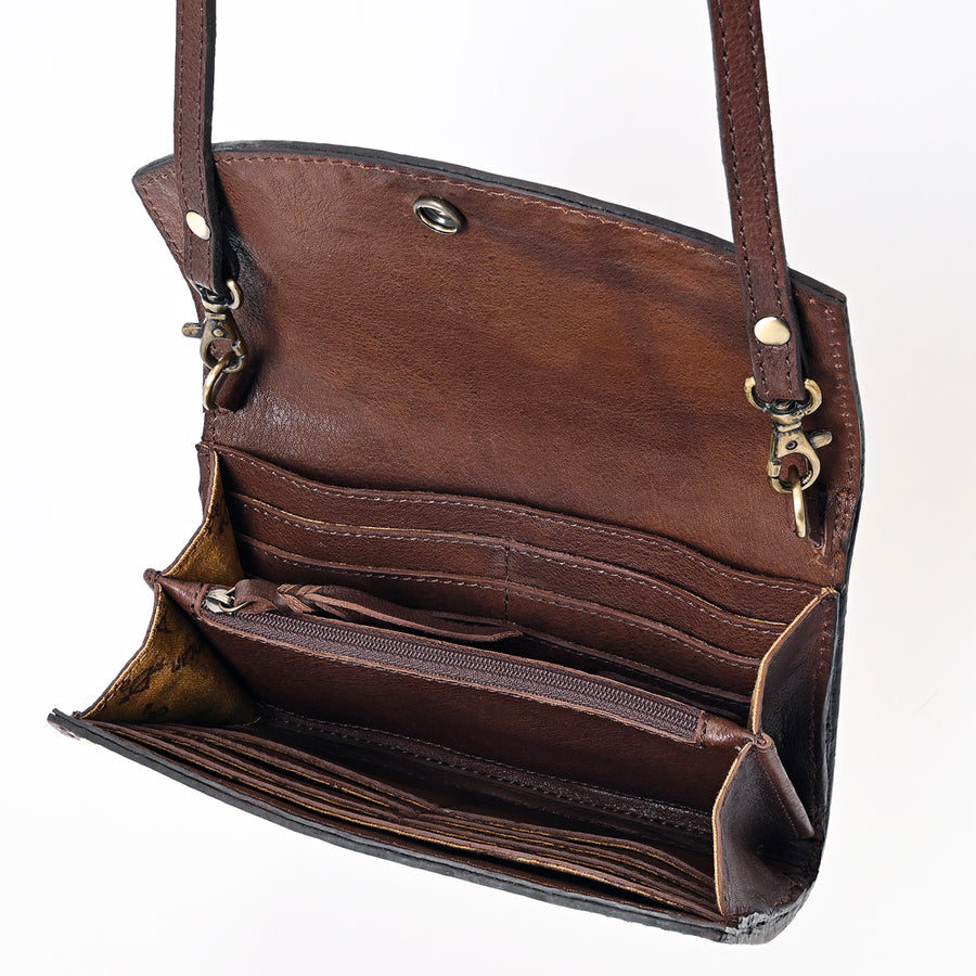 American Darling Buck Stitched Hand Tooled Floral Carved Genuine Leather Small Cross body Bag Vegetable-Tanned Eco-Friendly