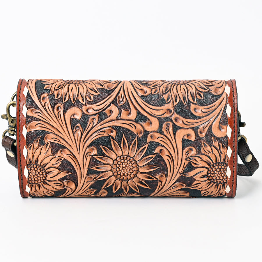 American Darling Hand Tooled Floral Carved Genuine Leather Small Cross body Bag Buck Stitched Vegetable-Tanned Eco-Friendly