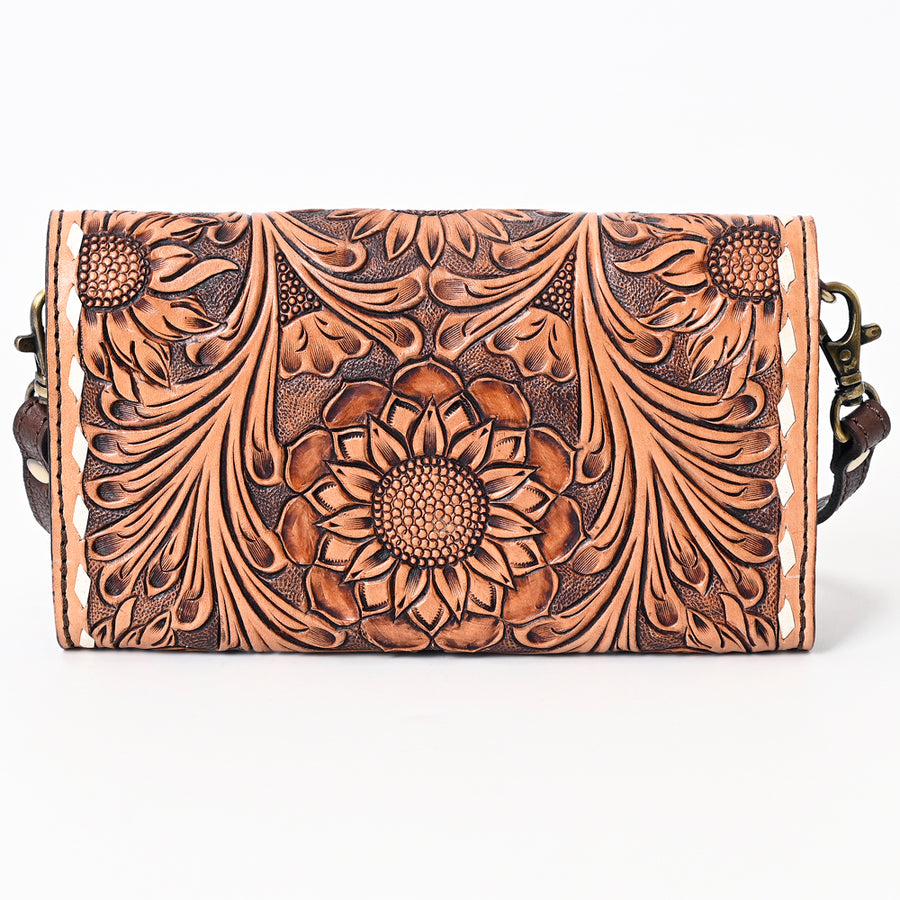 American Darling Buck Stitched Hand Tooled Floral Carved Genuine Leather Small Cross body Bag Vegetable-Tanned Eco-Friendly