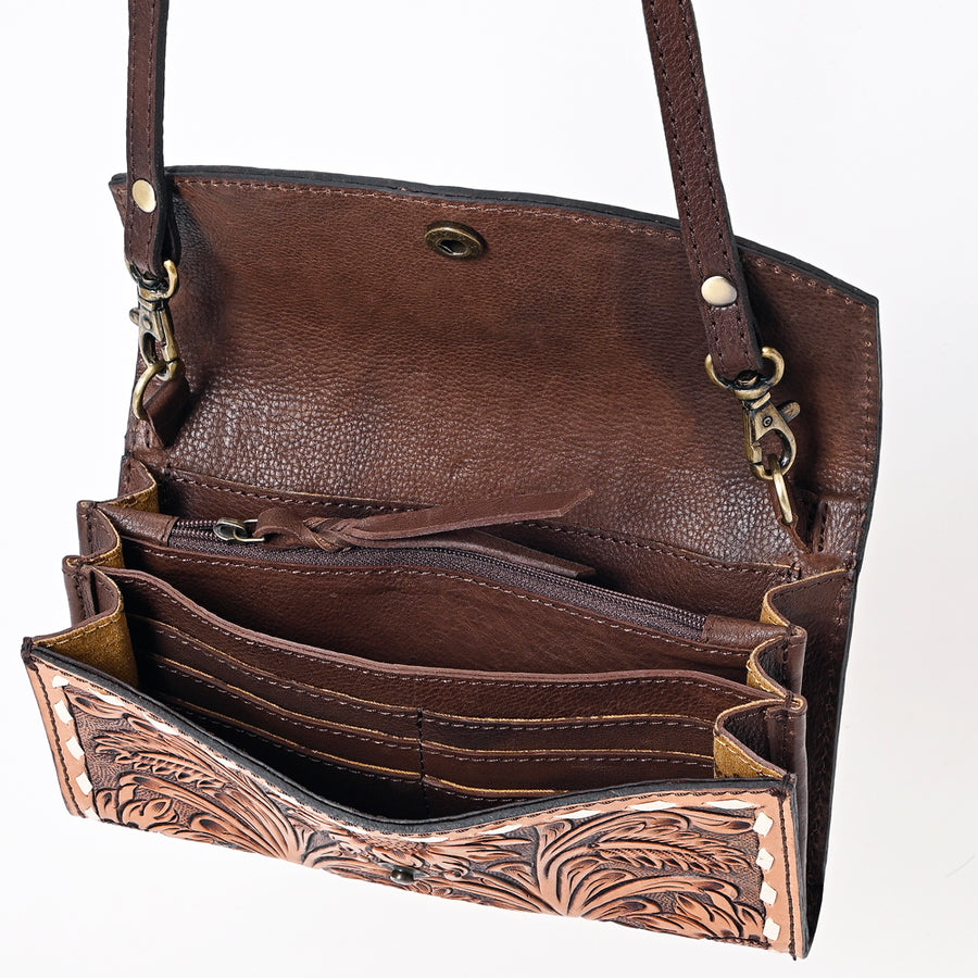 American Darling Buck Stitched Hand Tooled Floral Carved Genuine Leather Small Cross body Bag Vegetable-Tanned Eco-Friendly